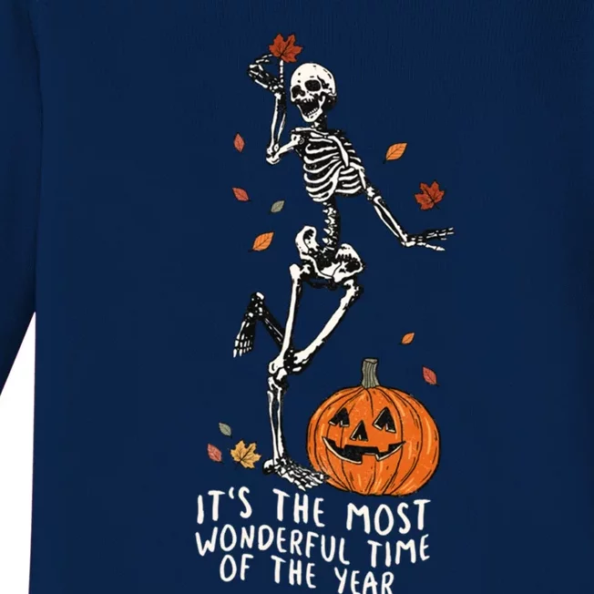 It’S The Most Wonderful Time Of The Year Skeleton Halloween Gift Baby Long Sleeve Bodysuit