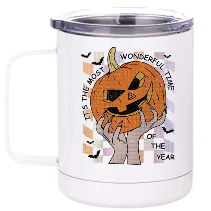 ItS The Most Wonderful Time Of The Year Pumpkin Autumn Cool Gift Front & Back 12oz Stainless Steel Tumbler Cup