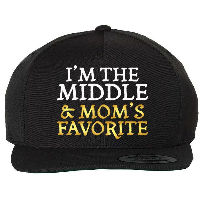 Im The Middle And Moms Favorite Funny Sibling Wool Snapback Cap