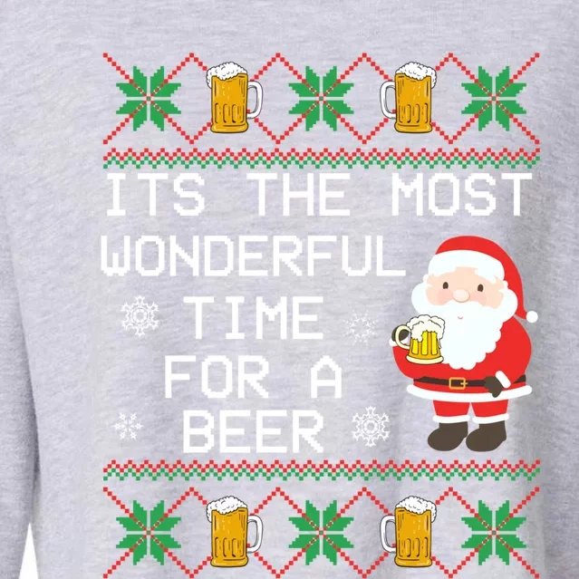 ItS The Most Wonderful Time For A Beer Santa Christmas Gift Cropped Pullover Crew