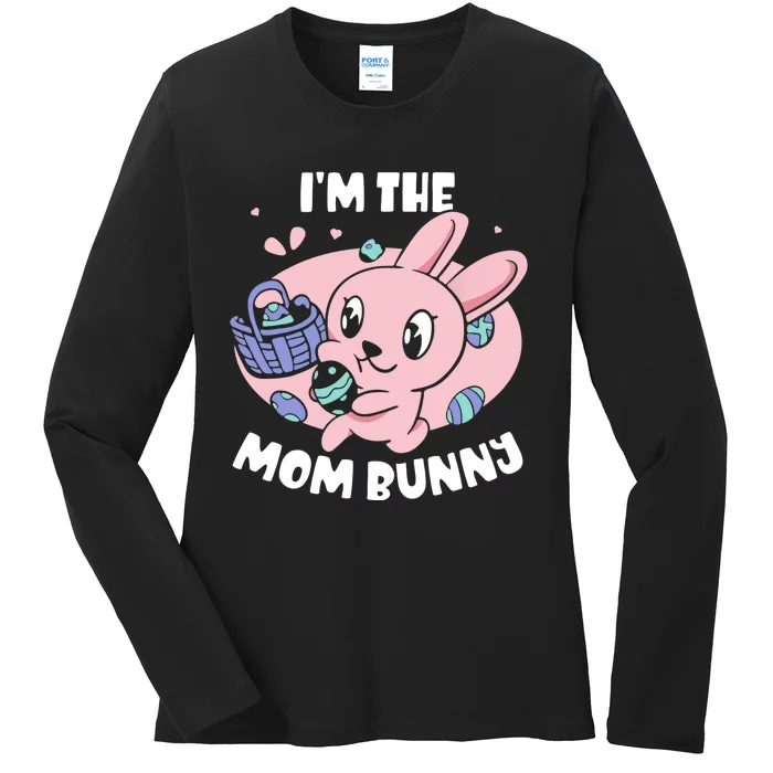 I'm The Mom Bunny Sayings Happy Egg Easter Mother Mommy Mama Ladies Long Sleeve Shirt