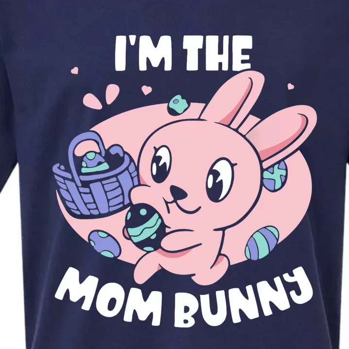 I'm The Mom Bunny Sayings Happy Egg Easter Mother Mommy Mama Sueded Cloud Jersey T-Shirt