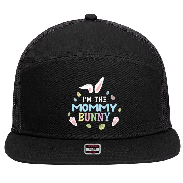 I'm The Mommy Bunny Easter Mother's Day Easter Day 7 Panel Mesh Trucker Snapback Hat