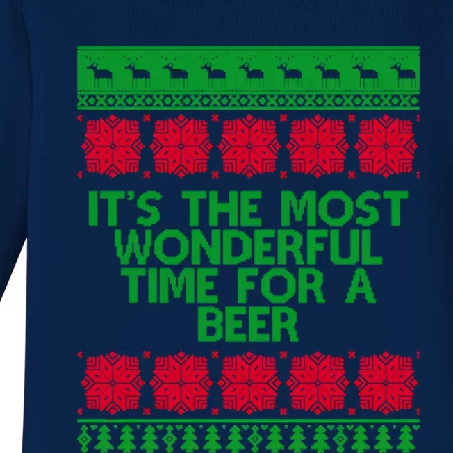 Its The Most Wonderful Time For A Beer Christmas Baby Long Sleeve Bodysuit