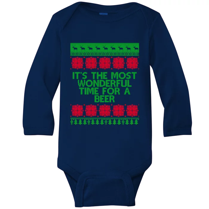 Its The Most Wonderful Time For A Beer Christmas Baby Long Sleeve Bodysuit