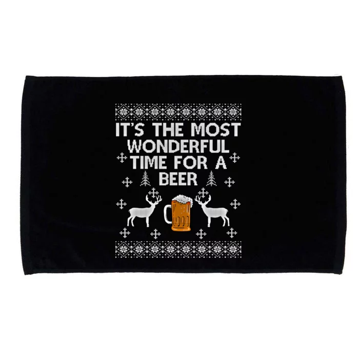 Its The Most Wonderful Time Beer Ugly Christmas Gift Microfiber Hand Towel