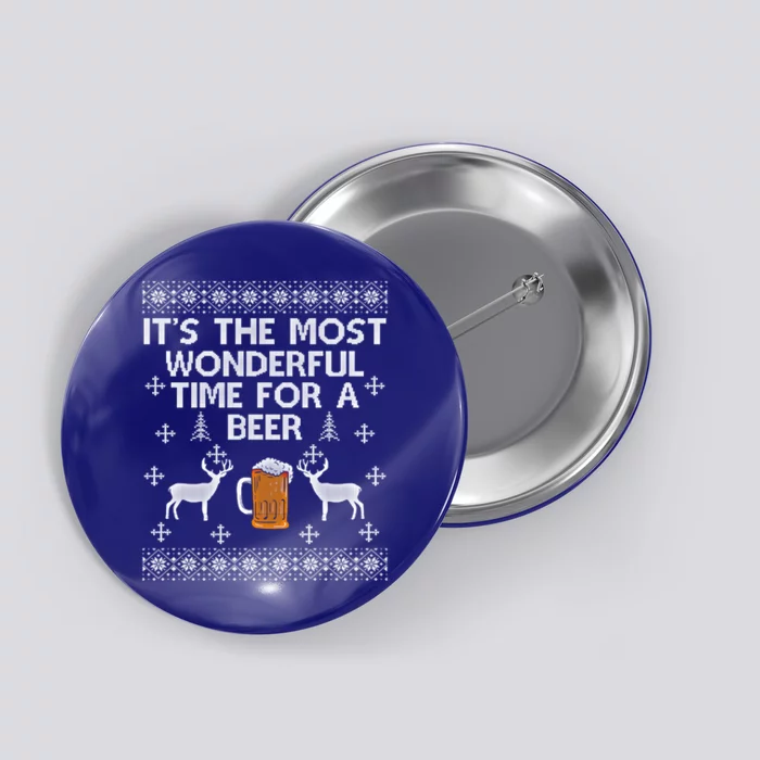 Its The Most Wonderful Time Beer Ugly Christmas Gift Button