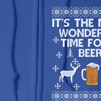 Its The Most Wonderful Time Beer Ugly Christmas Gift Full Zip Hoodie