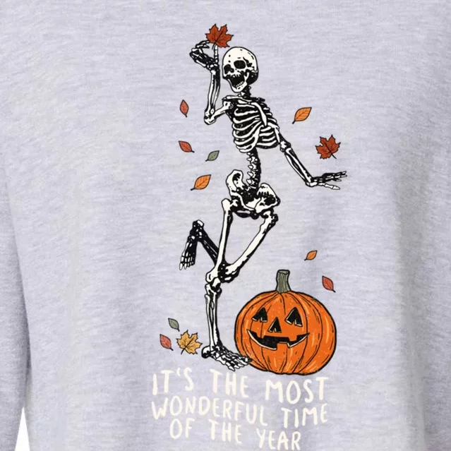 It’S The Most Wonderful Time Of The Year Skeleton Halloween Gift Cropped Pullover Crew