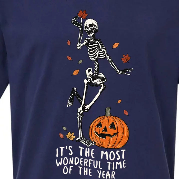 It’S The Most Wonderful Time Of The Year Skeleton Halloween Gift Sueded Cloud Jersey T-Shirt