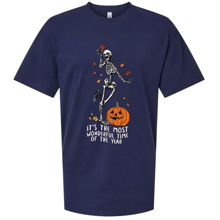 It’S The Most Wonderful Time Of The Year Skeleton Halloween Gift Sueded Cloud Jersey T-Shirt