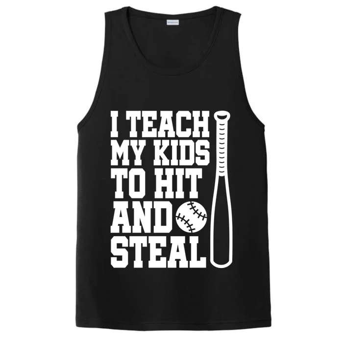 I Teach My to Hit and Steal Baseball Lover Mom Performance Tank