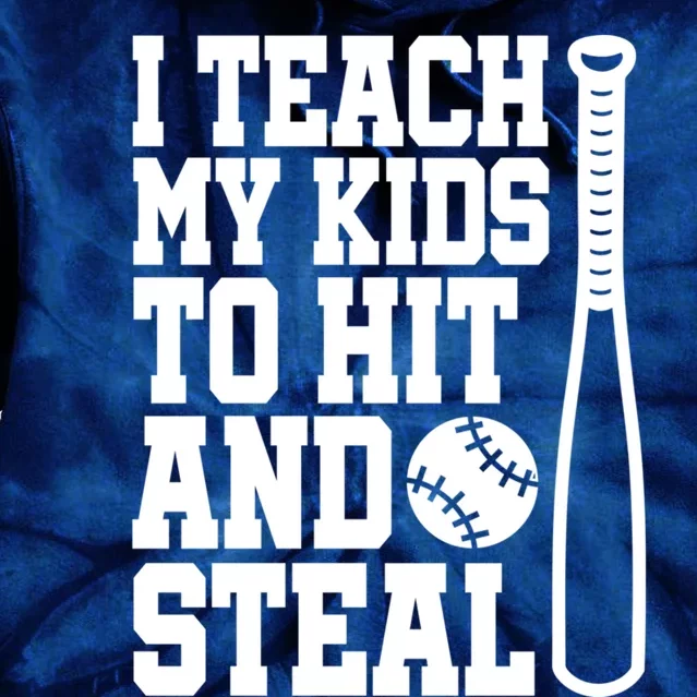 I Teach My to Hit and Steal Baseball Lover Mom Tie Dye Hoodie