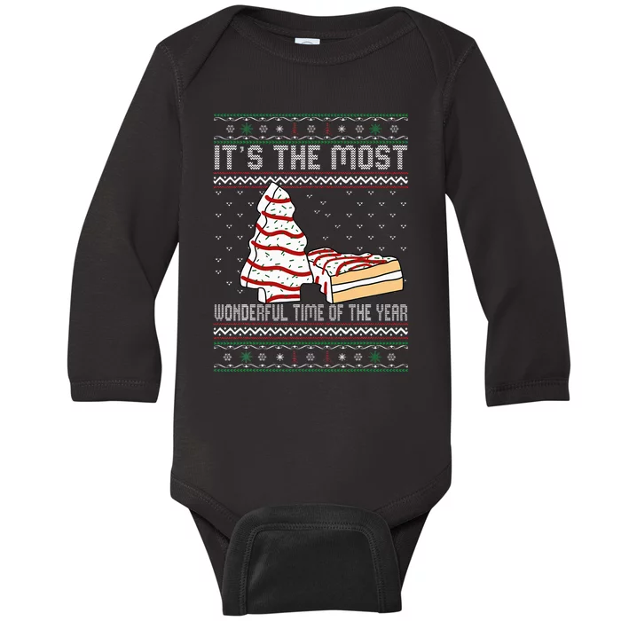 Its The Most Wonderful Time Of The Year Christmas tree cake Baby Long Sleeve Bodysuit