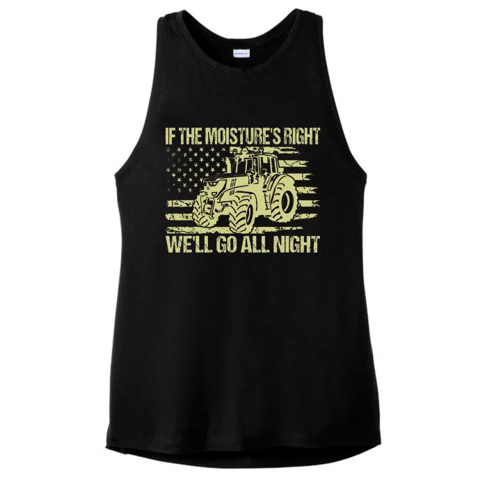 If The MoistureS Right WeLl Go All Night Vintage Usa Flag Ladies Tri-Blend Wicking Tank