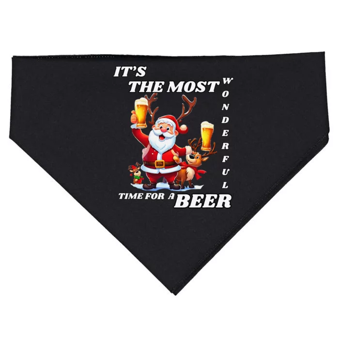 ItS The Most Wonderful Time For A Beer Funny USA-Made Doggie Bandana