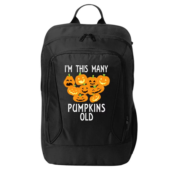 Im This Many Pumpkins Old Funny 9th Birthday Halloween City Backpack