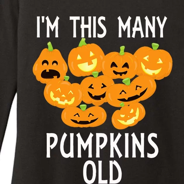 Im This Many Pumpkins Old Funny 9th Birthday Halloween Womens CVC Long Sleeve Shirt