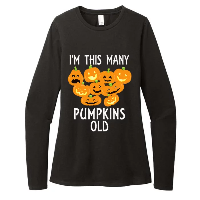 Im This Many Pumpkins Old Funny 9th Birthday Halloween Womens CVC Long Sleeve Shirt