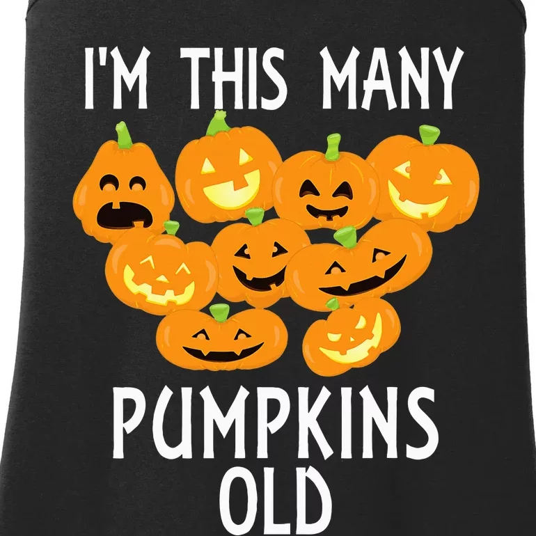 Im This Many Pumpkins Old Funny 9th Birthday Halloween Ladies Essential Tank