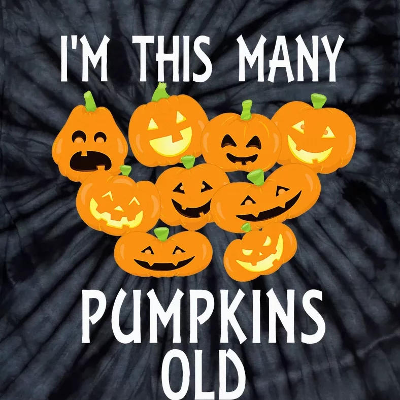 Im This Many Pumpkins Old Funny 9th Birthday Halloween Tie-Dye T-Shirt