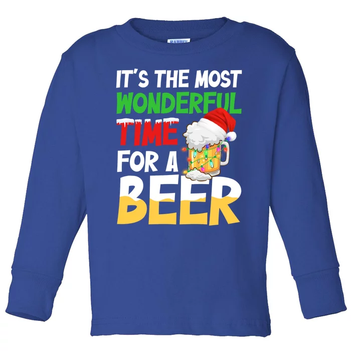 It's The Most Wonderful Xmas Time Beer Santa Christmas Gift Toddler Long Sleeve Shirt