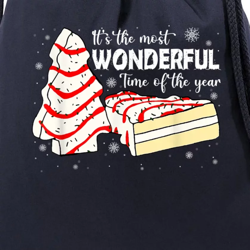 Its The Most Wonderful Time Of The Year Christmas Cake Drawstring Bag