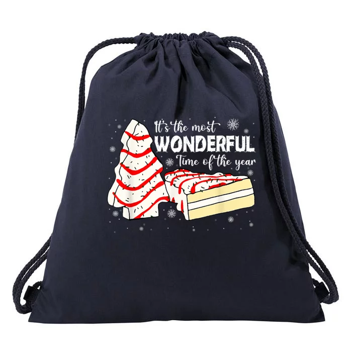 Its The Most Wonderful Time Of The Year Christmas Cake Drawstring Bag