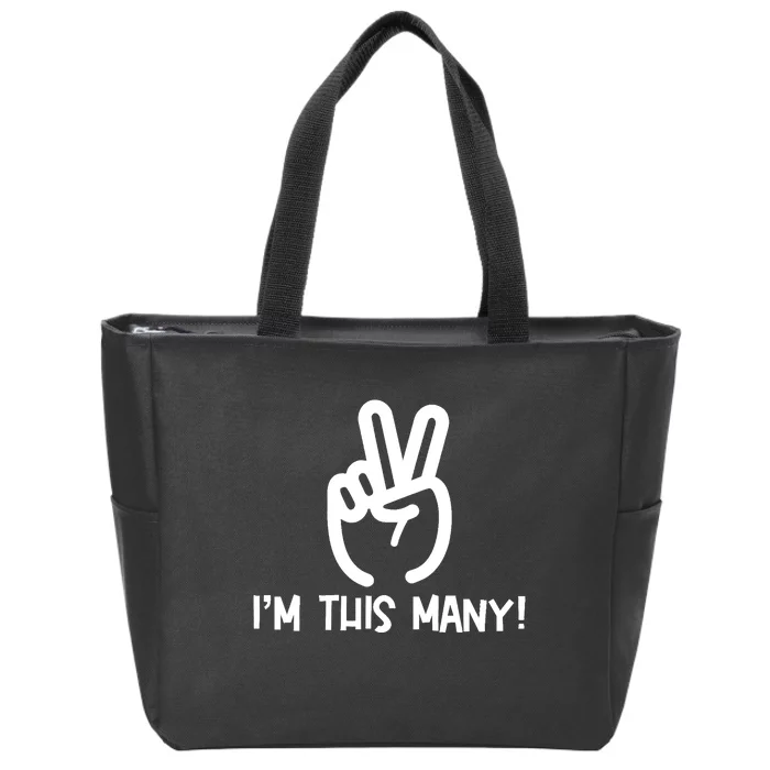 I'm This Many - 2 Fingers Raised 2nd Birthday Zip Tote Bag