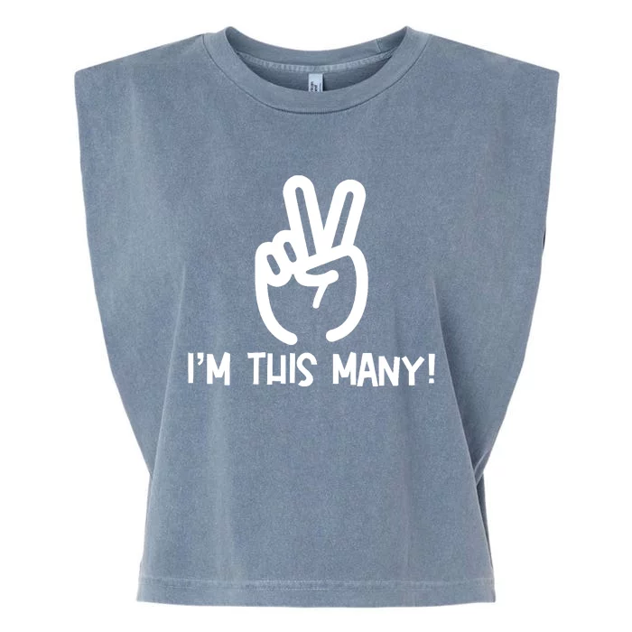 I'm This Many - 2 Fingers Raised 2nd Birthday Garment-Dyed Women's Muscle Tee