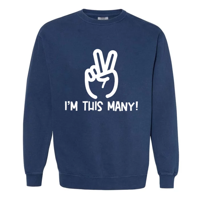 I'm This Many - 2 Fingers Raised 2nd Birthday Garment-Dyed Sweatshirt