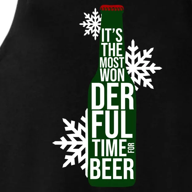 It's The Most Wonderful Time For Beer Funny Christmas Ladies Tri-Blend Wicking Tank