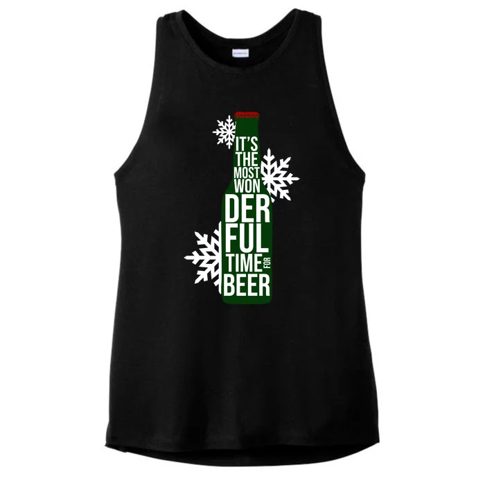 It's The Most Wonderful Time For Beer Funny Christmas Ladies Tri-Blend Wicking Tank