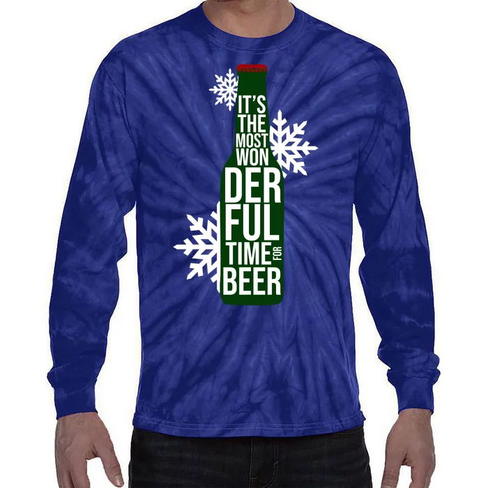 It's The Most Wonderful Time For Beer Funny Christmas Tie-Dye Long Sleeve Shirt