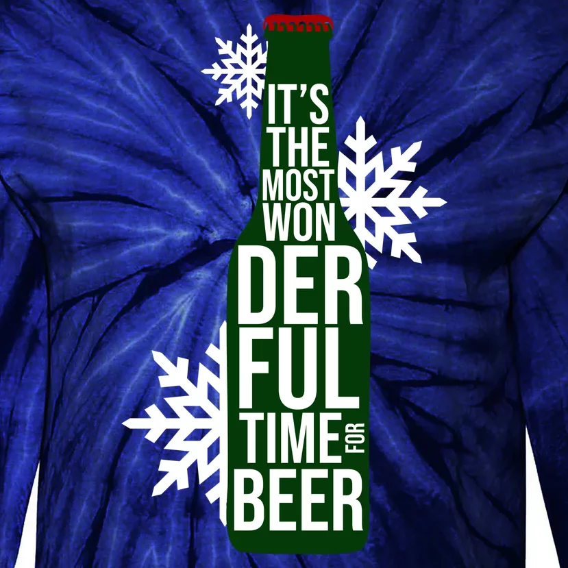 It's The Most Wonderful Time For Beer Funny Christmas Tie-Dye Long Sleeve Shirt