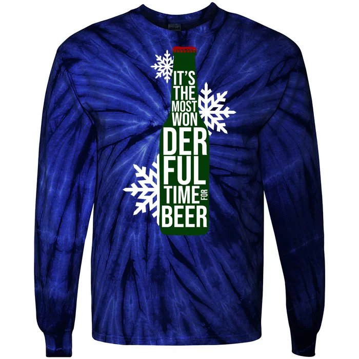 It's The Most Wonderful Time For Beer Funny Christmas Tie-Dye Long Sleeve Shirt