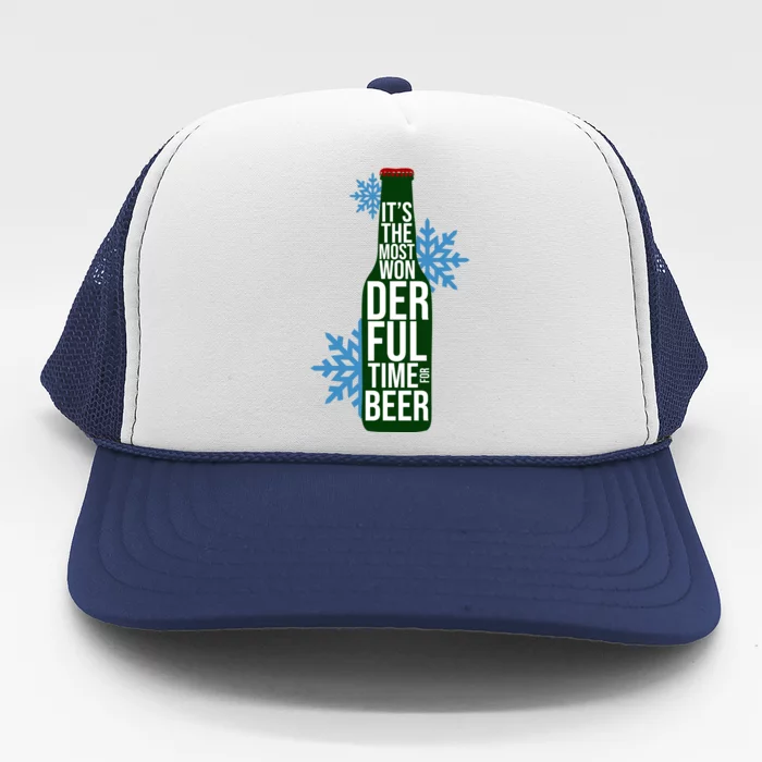 It's The Most Wonderful Time For Beer Funny Christmas Trucker Hat