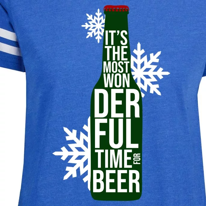 It's The Most Wonderful Time For Beer Funny Christmas Enza Ladies Jersey Football T-Shirt