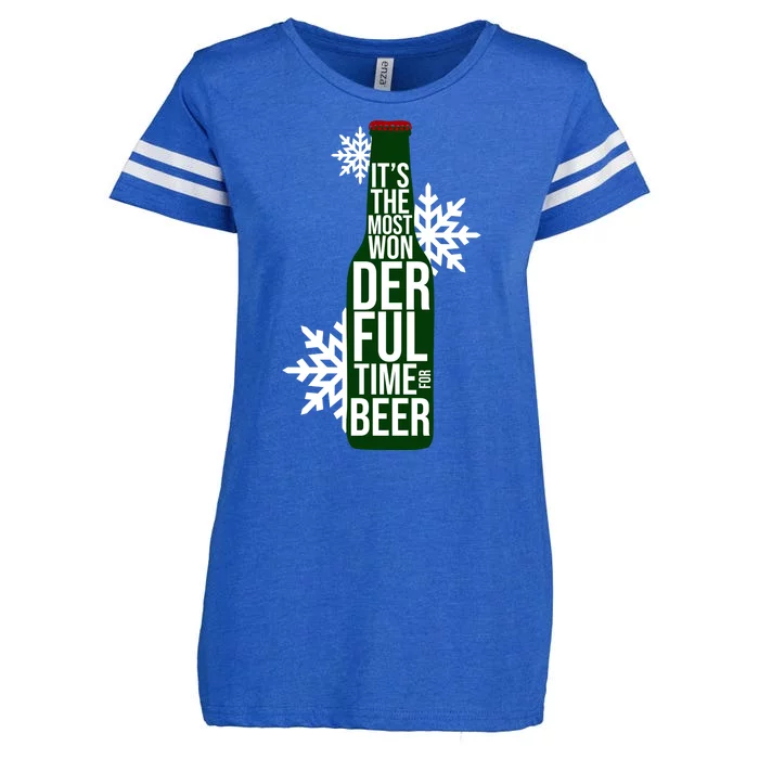 It's The Most Wonderful Time For Beer Funny Christmas Enza Ladies Jersey Football T-Shirt