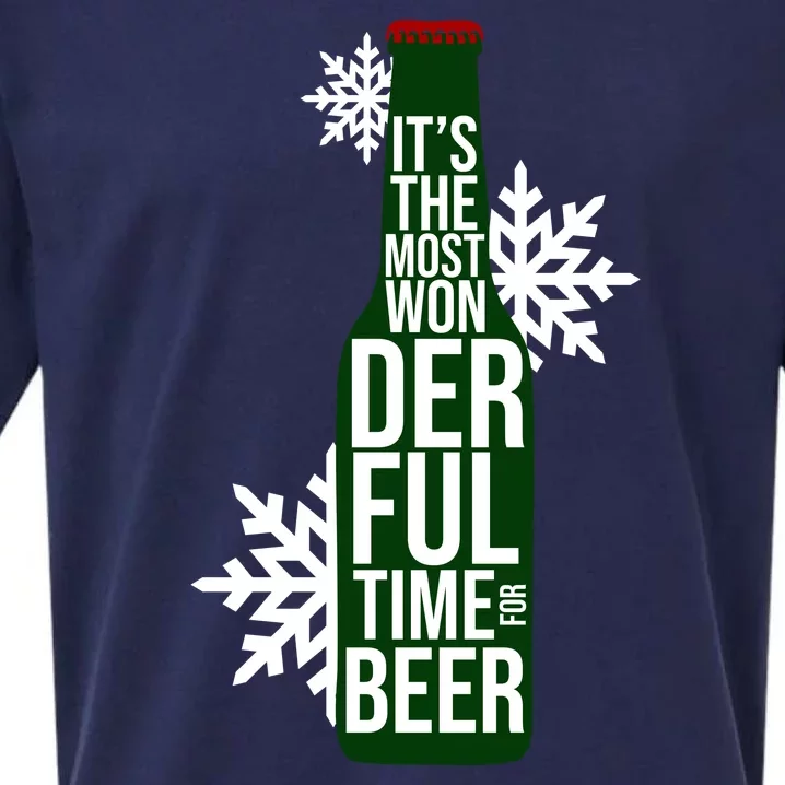 It's The Most Wonderful Time For Beer Funny Christmas Sueded Cloud Jersey T-Shirt