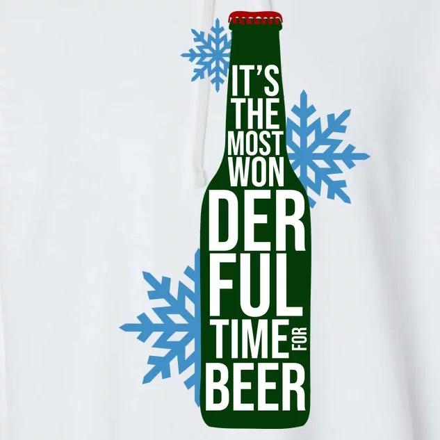 It's The Most Wonderful Time For Beer Funny Christmas Garment-Dyed Fleece Hoodie