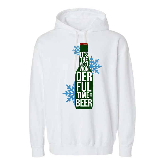 It's The Most Wonderful Time For Beer Funny Christmas Garment-Dyed Fleece Hoodie