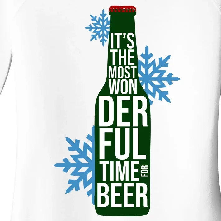 It's The Most Wonderful Time For Beer Funny Christmas Women's Perfect Tri Tunic Long Sleeve Shirt