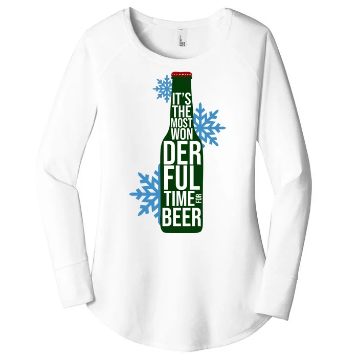 It's The Most Wonderful Time For Beer Funny Christmas Women's Perfect Tri Tunic Long Sleeve Shirt