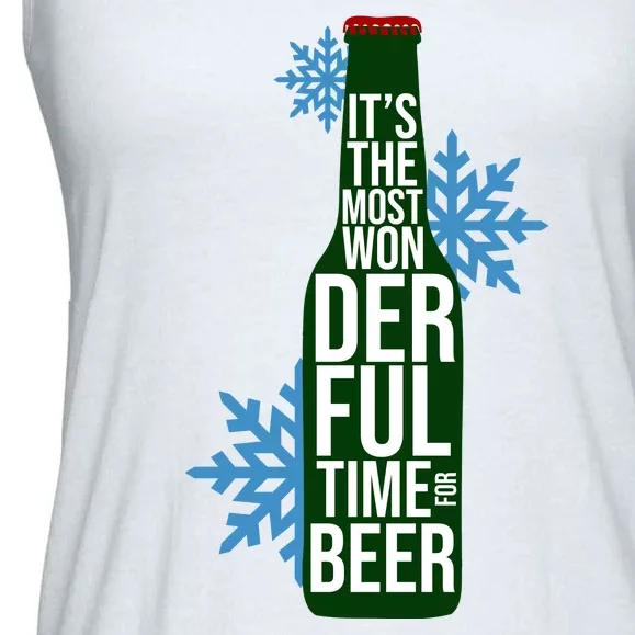 It's The Most Wonderful Time For Beer Funny Christmas Ladies Essential Flowy Tank