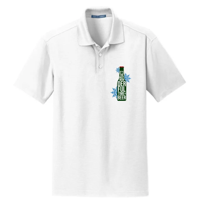 It's The Most Wonderful Time For Beer Funny Christmas Dry Zone Grid Performance Polo