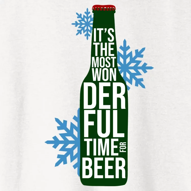 It's The Most Wonderful Time For Beer Funny Christmas Women's Crop Top Tee