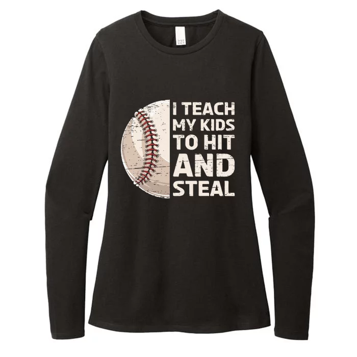 I Teach My Kids To Hit And Steal Baseball Ball Base Womens CVC Long Sleeve Shirt