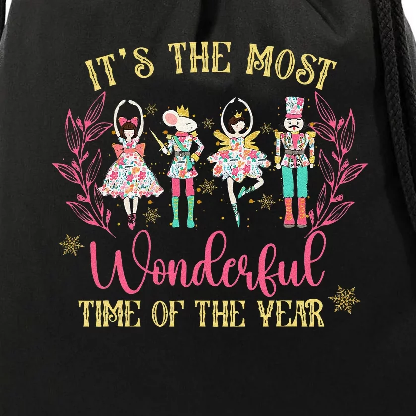 ItS The Most Wonderful Time Of Year Nutcracker Ballet Xmas Drawstring Bag