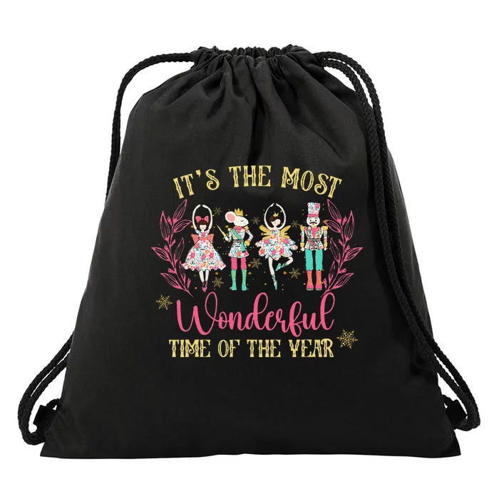 ItS The Most Wonderful Time Of Year Nutcracker Ballet Xmas Drawstring Bag